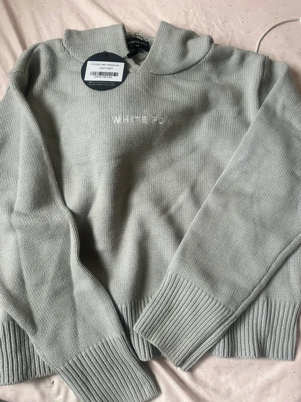 White Fox Knit light grey hoodie - Image 3