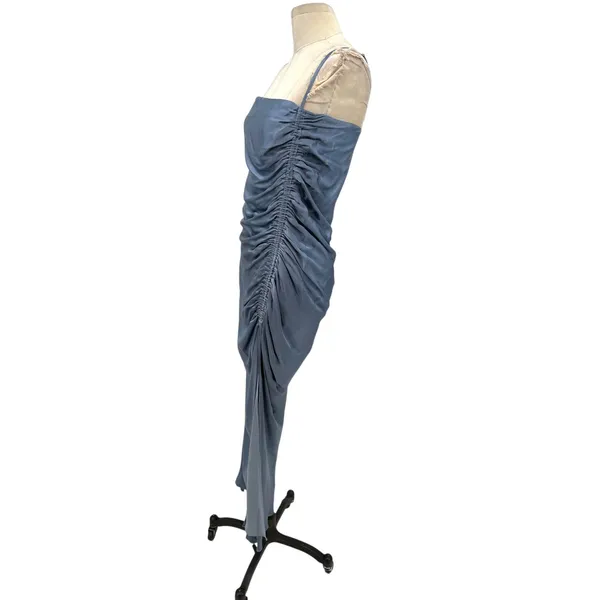 Shona Joy Lily Bias Ruched Midi Dress Blue Smoke Size‎ US 6 - Image 8