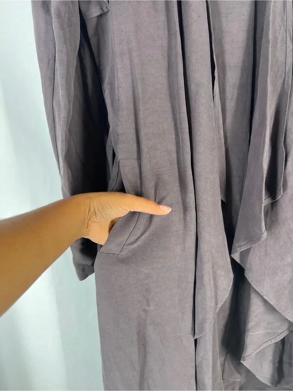 Garnet Hill Silk Linen Lightweight Draped Front Long Topper Coat Size 6 - Image 8
