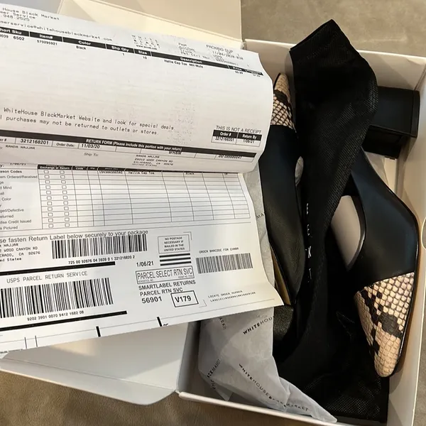 Brand New Hallie Cap toe mules shoes, black and snake skin look on tip Size 10 - Image 8