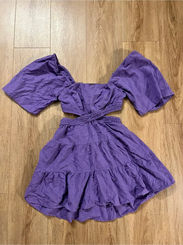 FREE PEOPLE Cross Of Sunlight Mini Dress in Grapeful - Image 4
