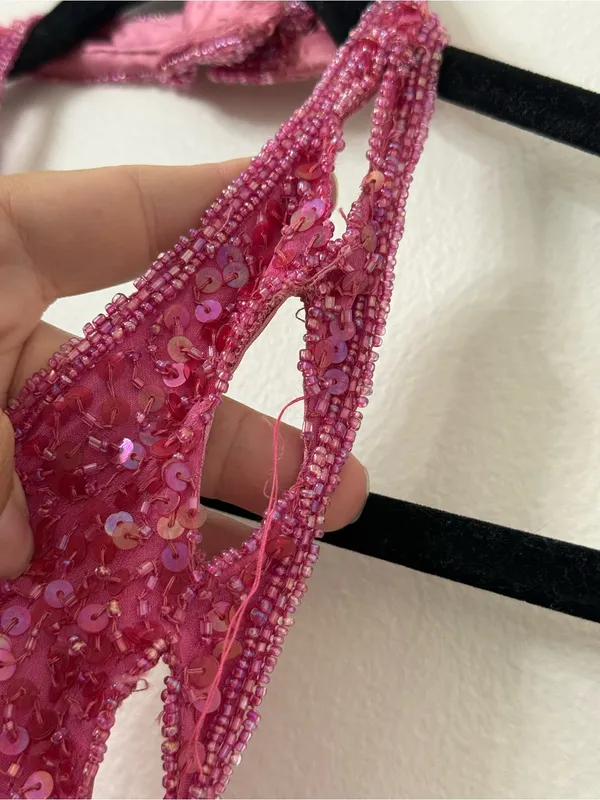 {M} Scala Fuchsia Sequin Halter Gown - Image 3