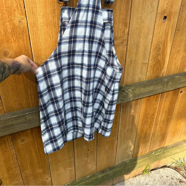 Cindy Plaid Shift Dress size small fall autumn blue‎ overalls size small - Image 8