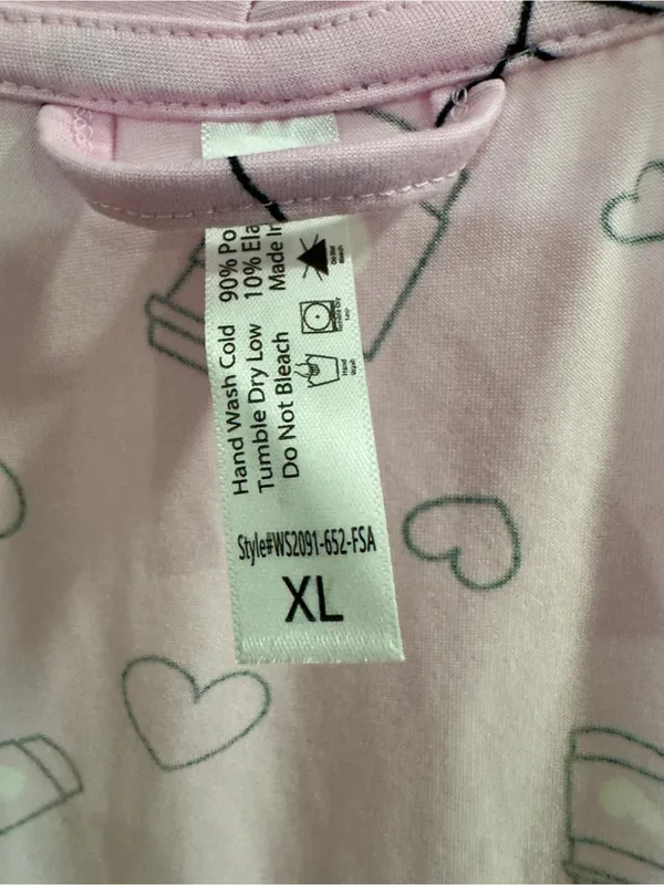 French Affair Coffee Lover Pink 3-Piece Pajama Lounge Set Robe Cami Shorts XL - Image 8