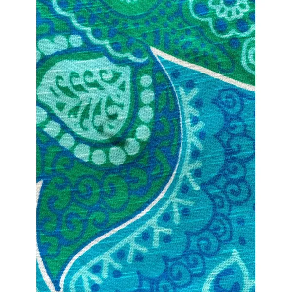 Tori Richard Honolulu XXS Blue Green Paisley Tunic Dress Bell Sleeve Stretch - Image 4