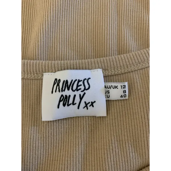 Princess Polly 8 Beige Ribbed Bodycon Tank Mini Dress Y2K Minimalist Going Out - Image 3