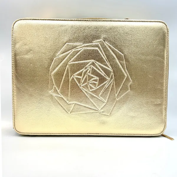 Lancome Makeup Train Case Travel Bag Gold Metallic Rose Vanity Decor Large NEW‎ - Image 10