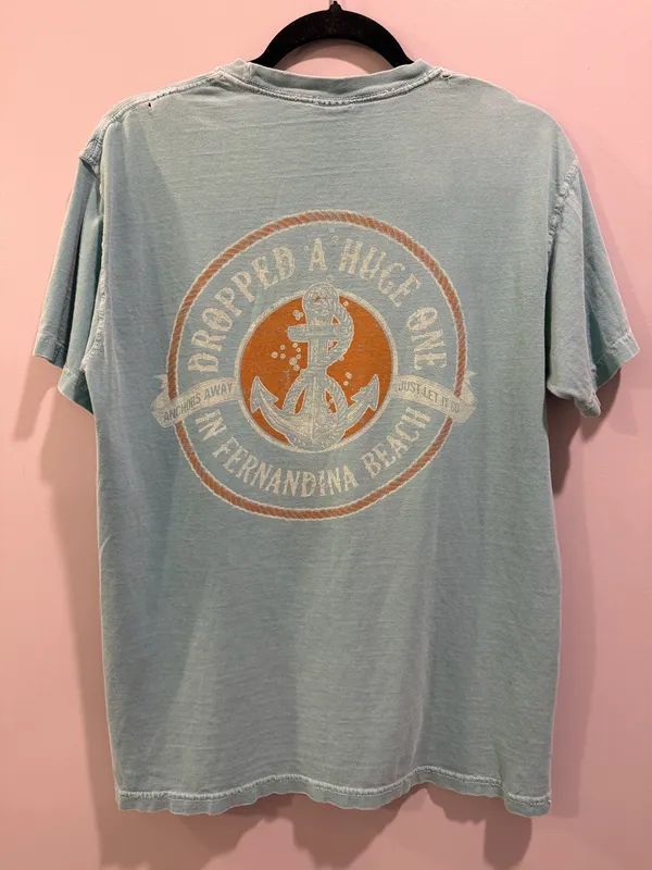 Comfort Colors Huge One Fernandina Beach FL Short Sleeve Pocket Tee Green - Image 2