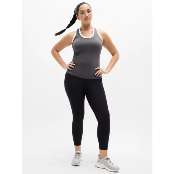 Athleta L Momentum Seamless Tank Two-Tone Shadow Grey White Large - Image 4