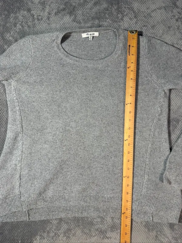 Madewell Size Medium Gray Cotton Blend Crewneck Knit Sweater Pullover Minimalist - Image 6
