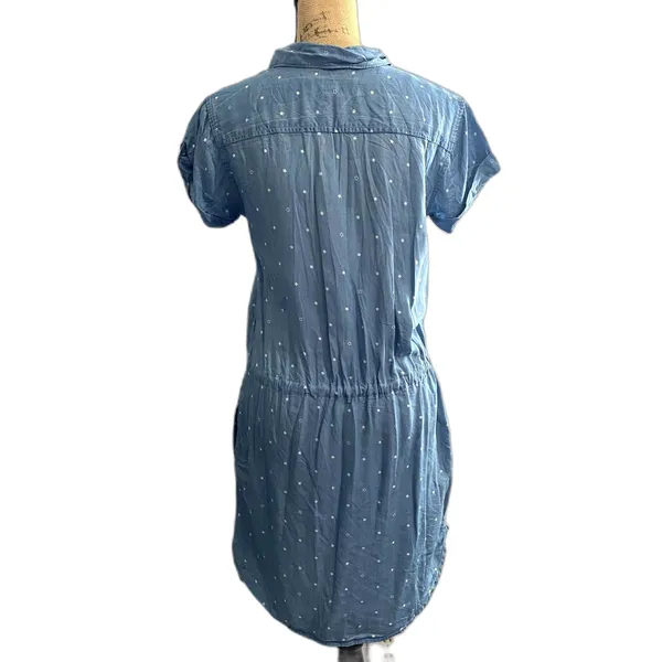 Thread & Supply Blue Star Print Chambray Shirt Dress Celestial Casual Size Small - Image 4