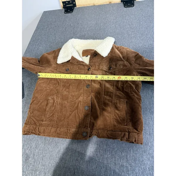 BBJ Los Angeles Women's Brown Cotton Sherpa Lined Trucker Jacket Pockets Sz XL - Image 6