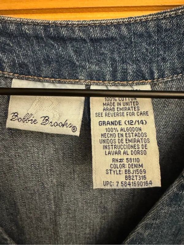 VNTG Bobbie Brooks Large Cotton Denim Button Maxi Dress Cottage Granola Prairie - Image 9