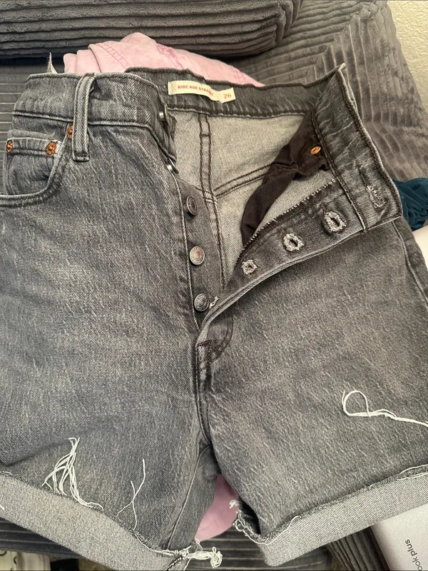 Levi’s High-Waist Gray Denim‎ Cutoff Shorts - Image 4