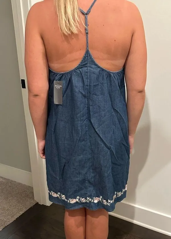 NWT Abercrombie & Fitch Denim Halter Dress Sz L - Image 7