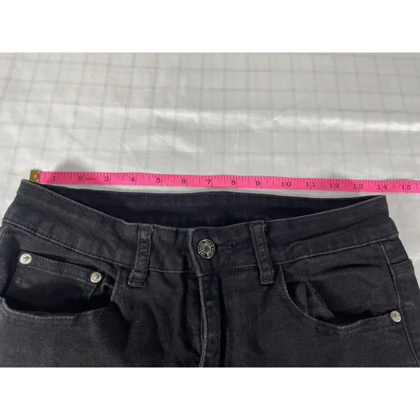 Women's Black Flare Leg Jeans Size 8 High-Rise Bell Bottom Stretch Denim 30" - Image 8