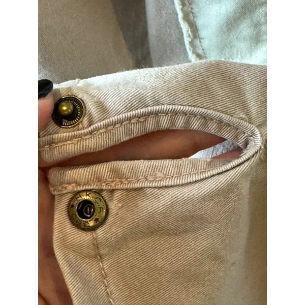 Free People Pink Distressed Button Front Crew Neck Lou‎ Military Jacket Size M - Image 9