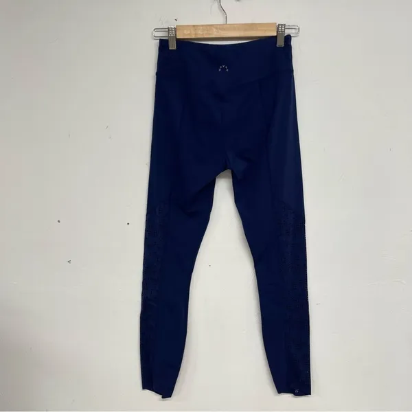 Varley Navy Blue Laser Cut High Rise Full Length Leggings Pants Womens XS Gym - Image 6