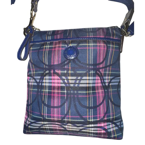 COACH‎ Poppy Tartan Plaid Signature Messenger Bag Crossbody Preppy Fall Luxury - Image 2