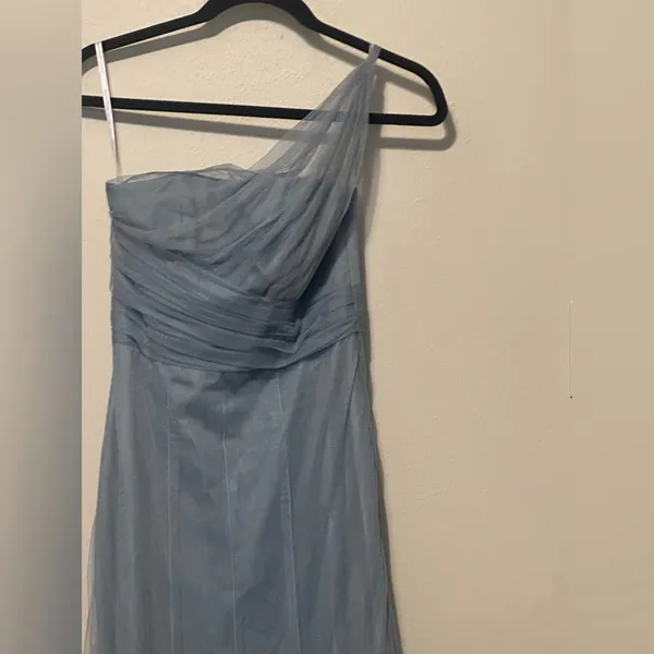 Monique Lhuillier Bridesmaid‎ One Shoulder Gown Sea Tulle 450390 Size 2 - Image 6