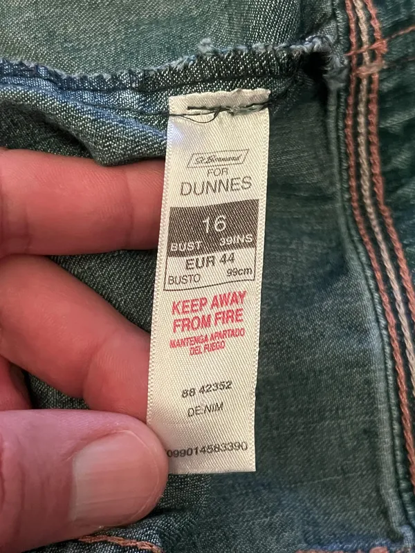 Dunnes Denim Jacket Womens 16 Blue Cropped Jean Button Front Stretch Trucker - Image 5