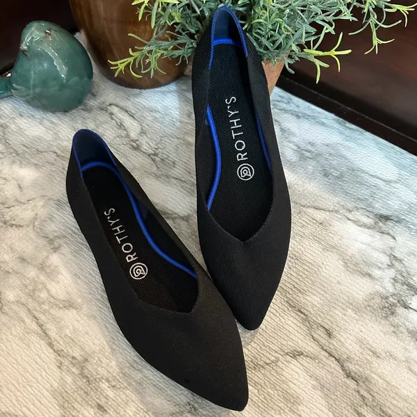 Rothy’s Women's The Point Flats Size 8W Black Blue Knit Slip On Shoes - Image 5