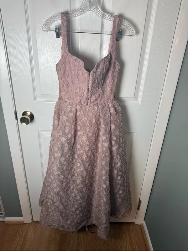 House of CB Lovely French Rose Jacquard Sweetheart Neckline Midi Dress M - Image 2