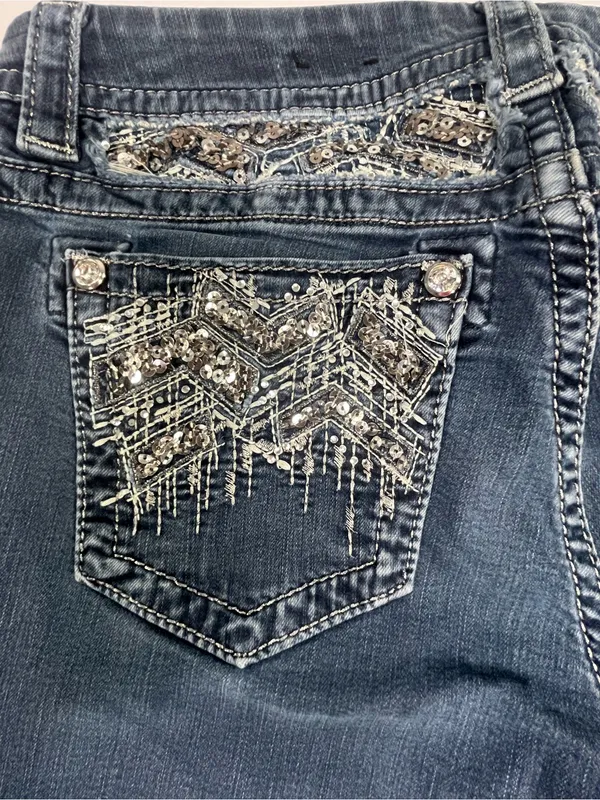 ⁠Miss Me Mid-Rise Easy Bootcut Embellished Sequins Studs Womens Jeans Size 30 - Image 9