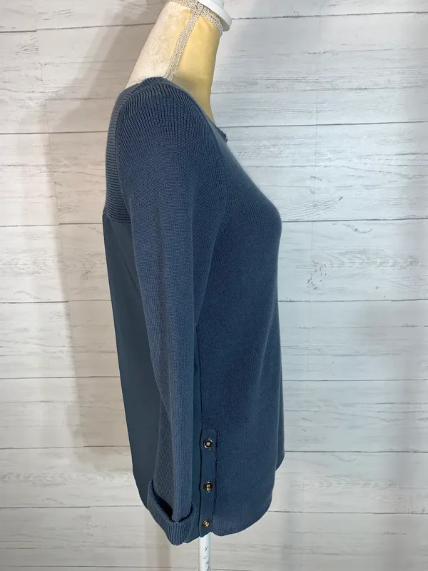 Ann Taylor Blue Sweater Slits with Buttons Woman’s Size Small. - Image 5