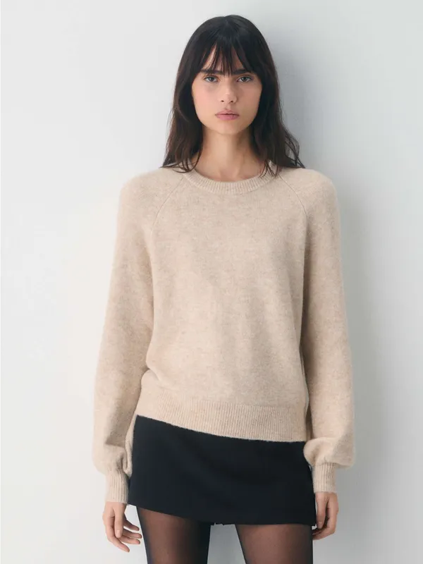 ARITZIA Wilfred SoftSpoke Wool Cashmere Sonder Oatmeal Sweater Pullover Top - Image 3