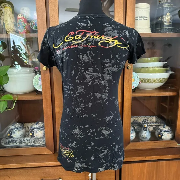 Vintage Y2K Ed Hardy Butterfly & Skull Graphic Tee - Image 4