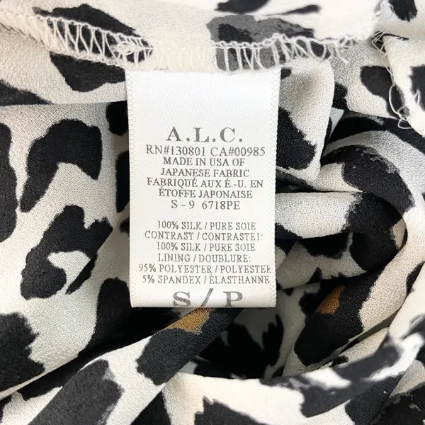A.L.C. Frank Womens S 100% Silk Dress Leopard‎ Animal Print Cutout Back USA Made - Image 14