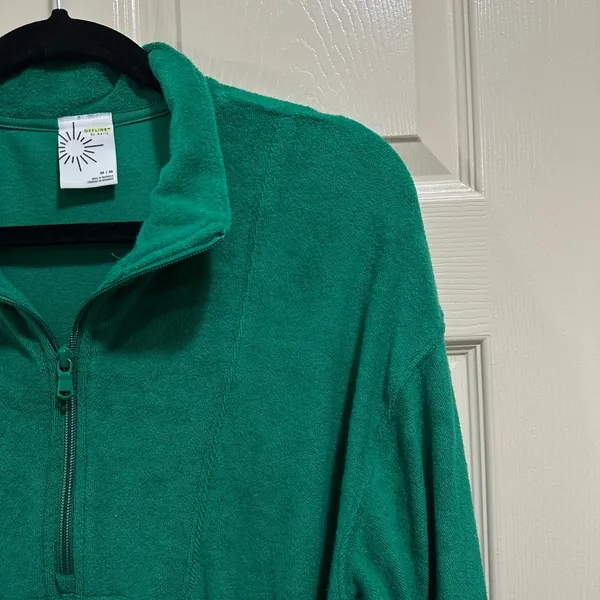Offline by Aerie quarter zip pullover green terry cloth size medium - Image 4