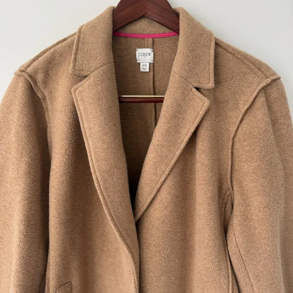 J Crew Factory Women's Boiled Wool-Blend Camel Longline Topcoat Size‎ 20 - Image 5