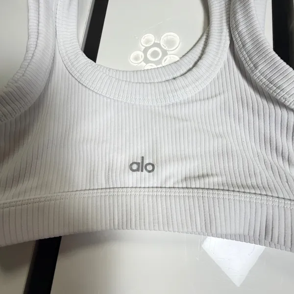 🤍 Alo Yoga Ribbed Wellness Bra - White | Size XS - Image 8