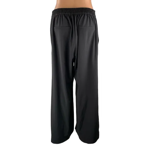 Women's Black High Waisted Pull On Wide Leg Baggy Career Trousers Pants Size 30 - Image 4