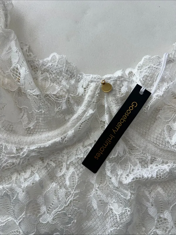 NWT Gooseberry Coquette White Lace Romantic Bodysuit Small - Image 6