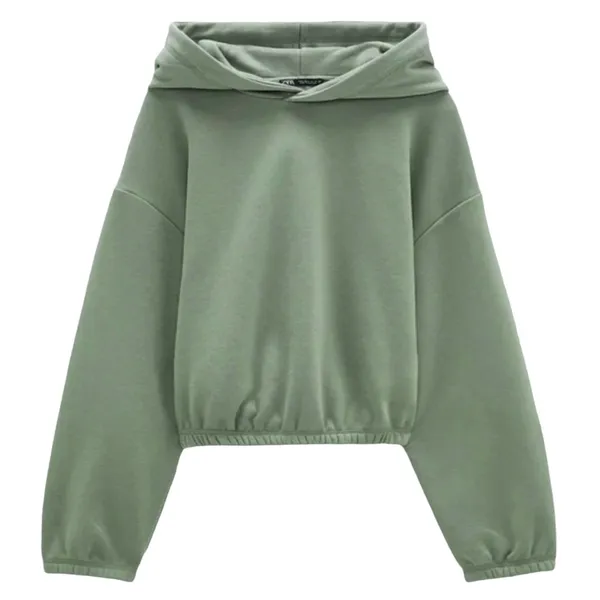 ZARA Sage Green Cropped Hoodie And Sweatpants Set - Image 2