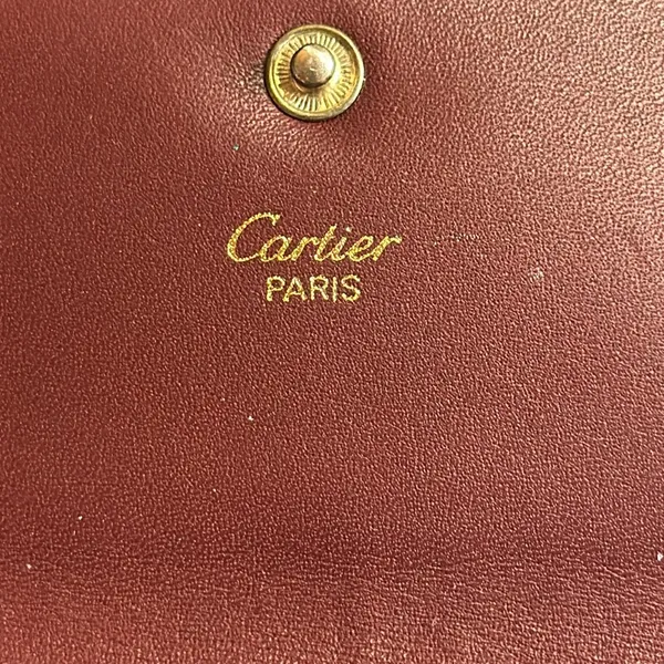 Cartier Paris Burgandy Calfskin Vintage Wallet, Kisslock Coin Compartment. COA - Image 9
