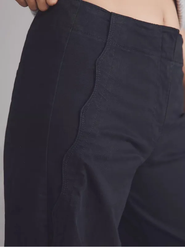 Anthropologie Maeve Scallop Wide-Leg Pants Size 24 Black - Image 5