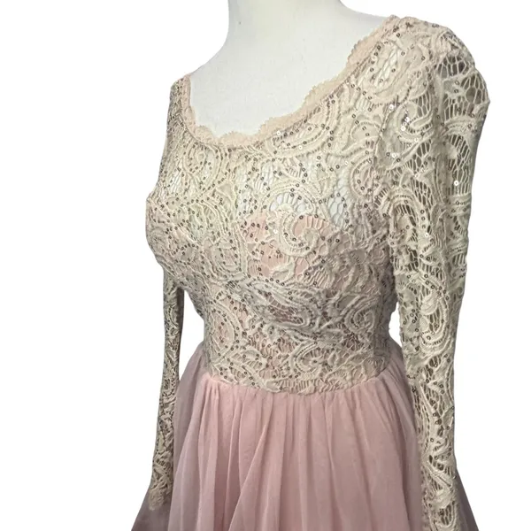 Y2K Sequin Hearts‎ Lace Tulle Dress Open Back Homecoming Party Juniors 1 Ballet - Image 5