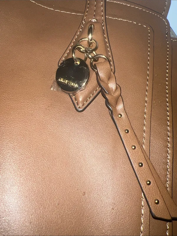 Nine West Cognac Brown Structured Tote - Image 4