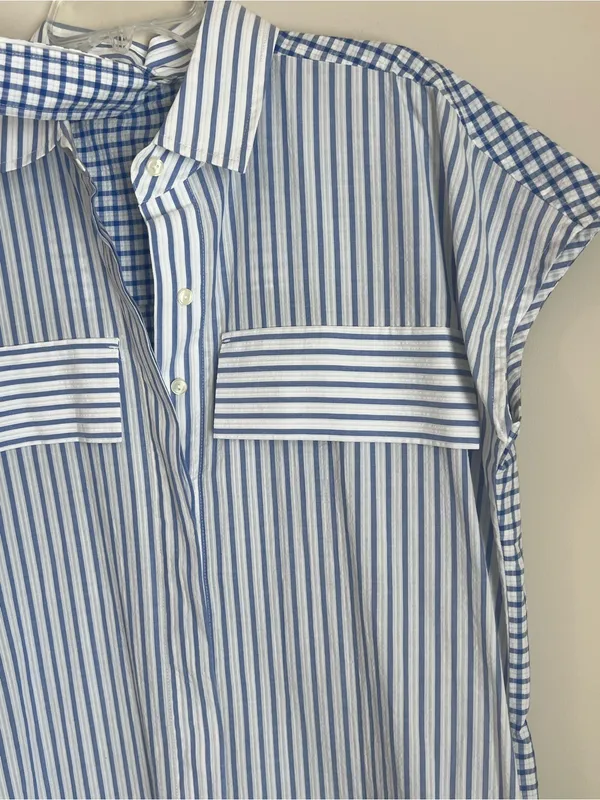 Hinson Wu Long Shirtdress $350 Striped Cotton‎ Belted Midi Womens XS Structured - Image 4