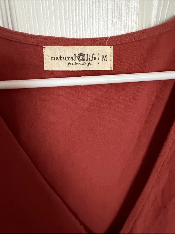 NATURAL LIFE Avery Rust Button-Front Midi Dress Medium - Image 5