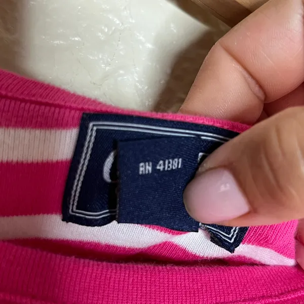 Chaps Classics Pink White Striped Cotton Button Shoulder Tee Shirt Womens Medium - Image 5