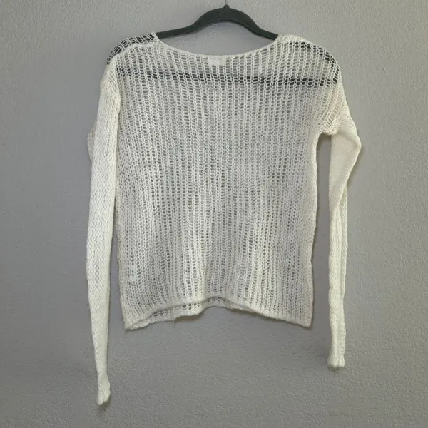John Galt Brandy Melville White Open Knit Mohair Wool Blend Sweater OS minimal - Image 6