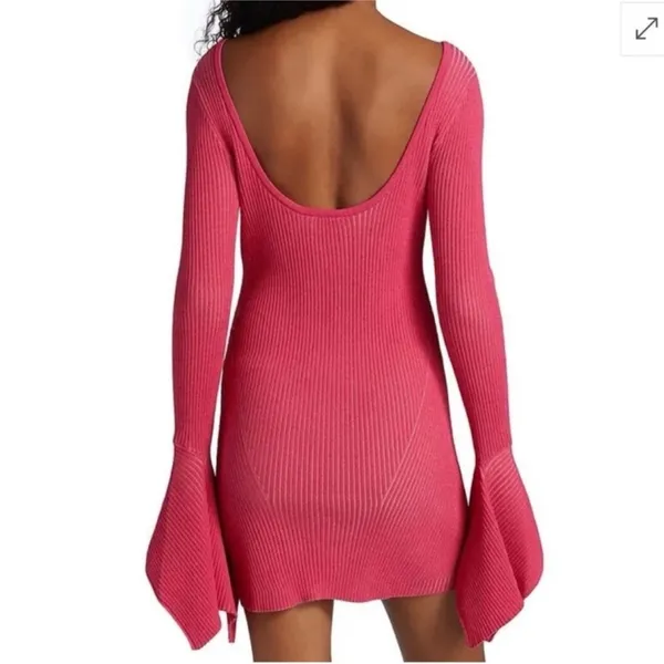 NWT Acler Sanders Ribbed Mini Bodycon Dress In Berry Tulip Sz‎ 4 - Image 2