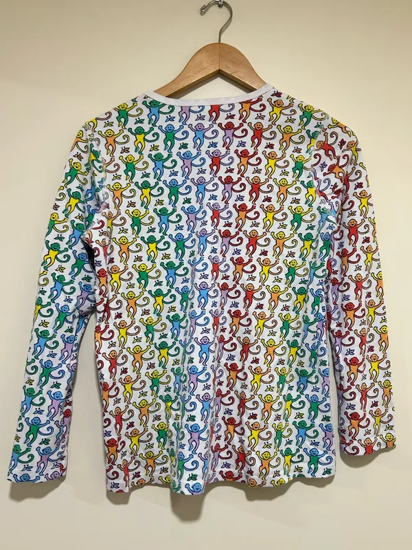 Roller Rabbit Disco Monkey Rainbow Henley Pima Cotton Pajama Top Size Small - Image 4