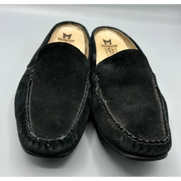 Mephisto Cool Air Black Suede Slip-On Mules‎ Loafers Womens 6.5 - Image 2