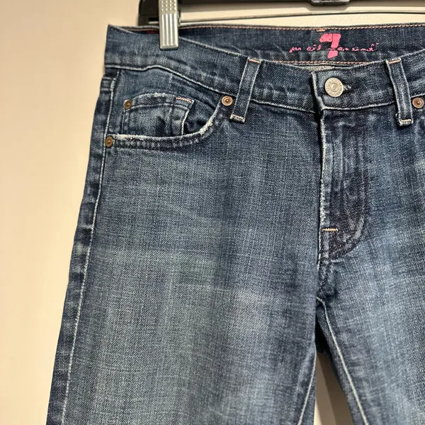 VTG Y2K 7 For All Mankind Sz: 28 Flare Jeans Indigo Low Rise Stretch USA. - Image 11